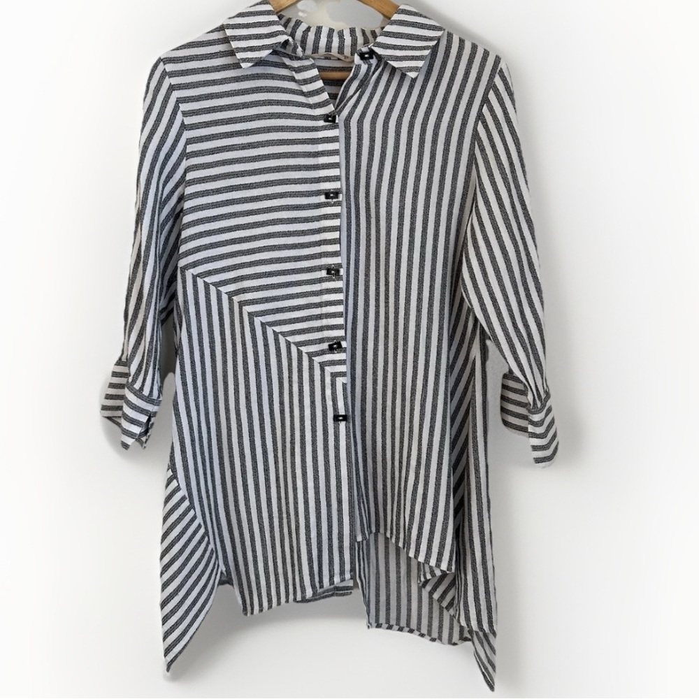 Soft Surroundings Asymmetrical Tunic Button Down Cotton Size Petite Small‎
